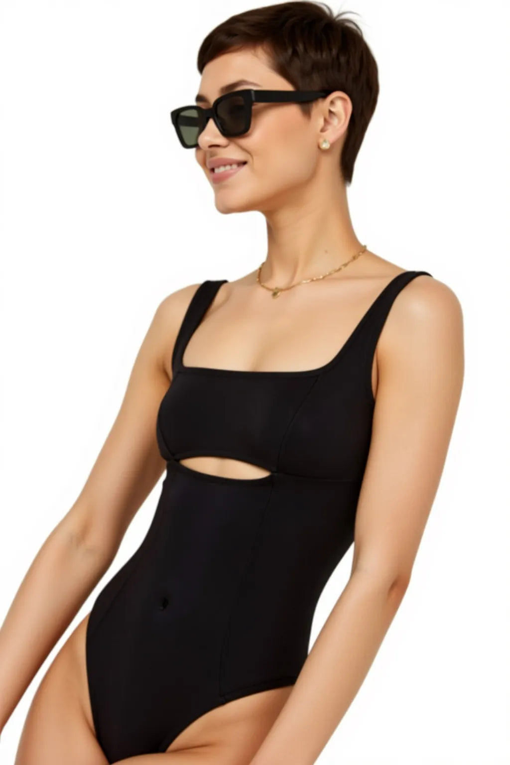 Beach One Piece Horizontal Neckline Swimsuit